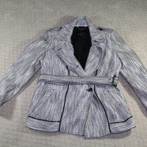 Banana Republic Size M Black and White Woven Tweed-like Belted Coat